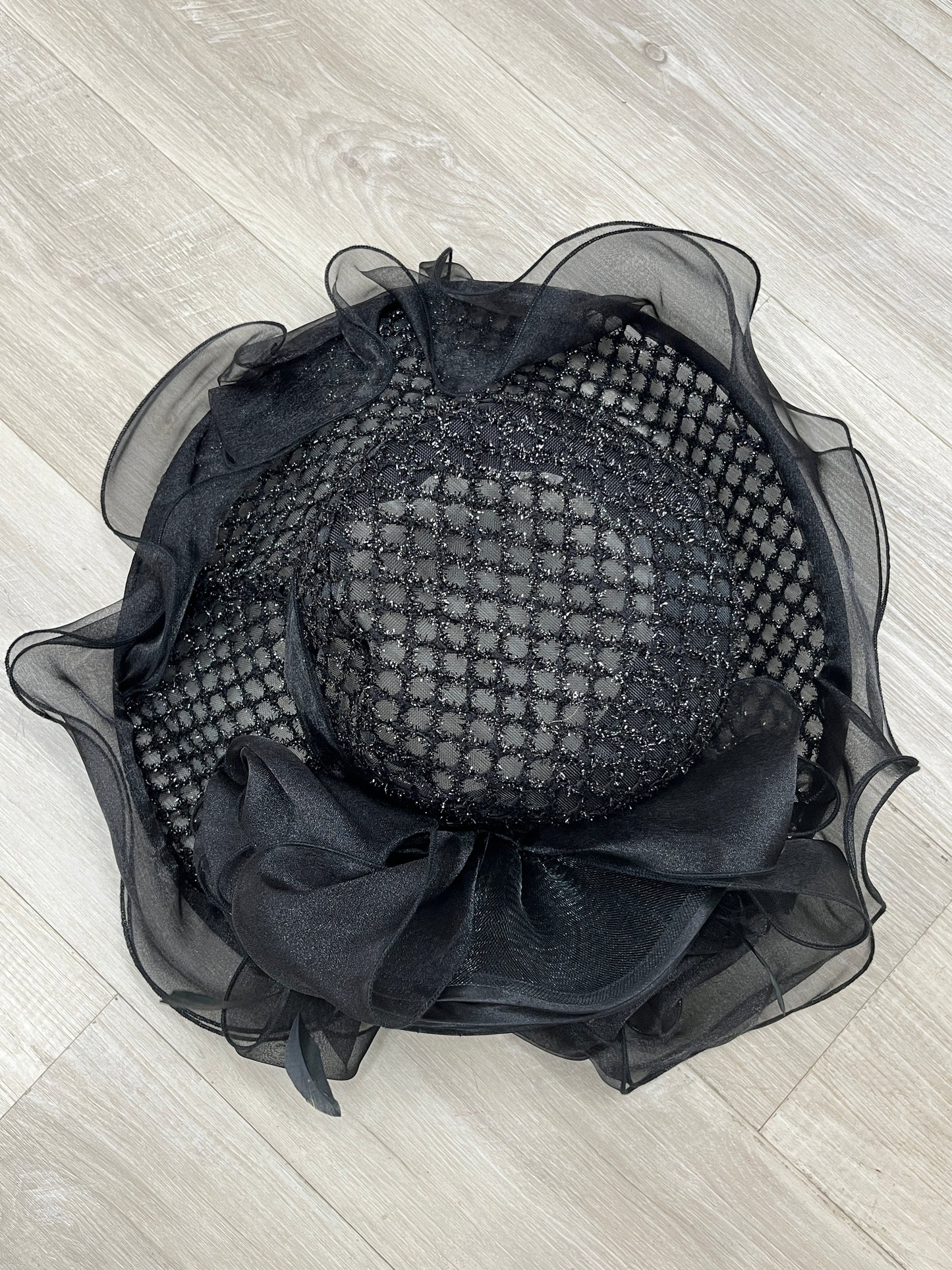 Black Derby Hat With Black Flower