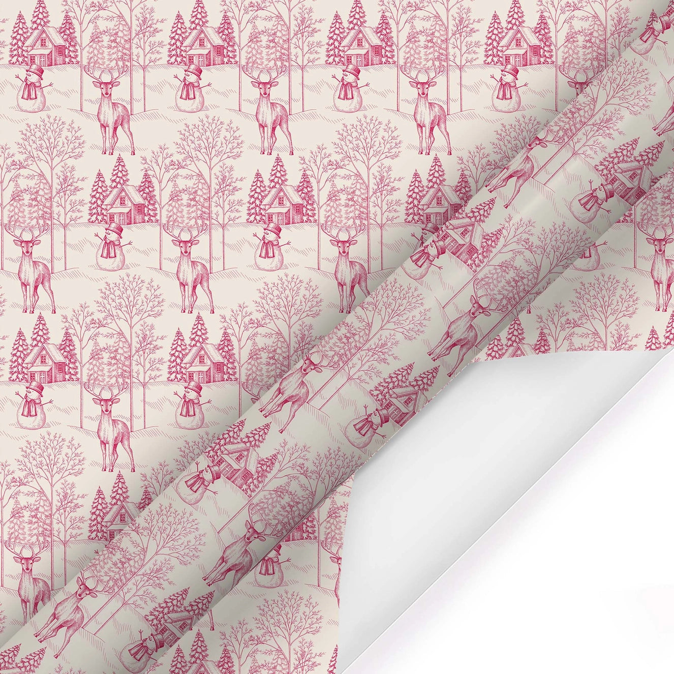 30" X 10' Holiday Wrapping Paper- Christmas Toile Scene