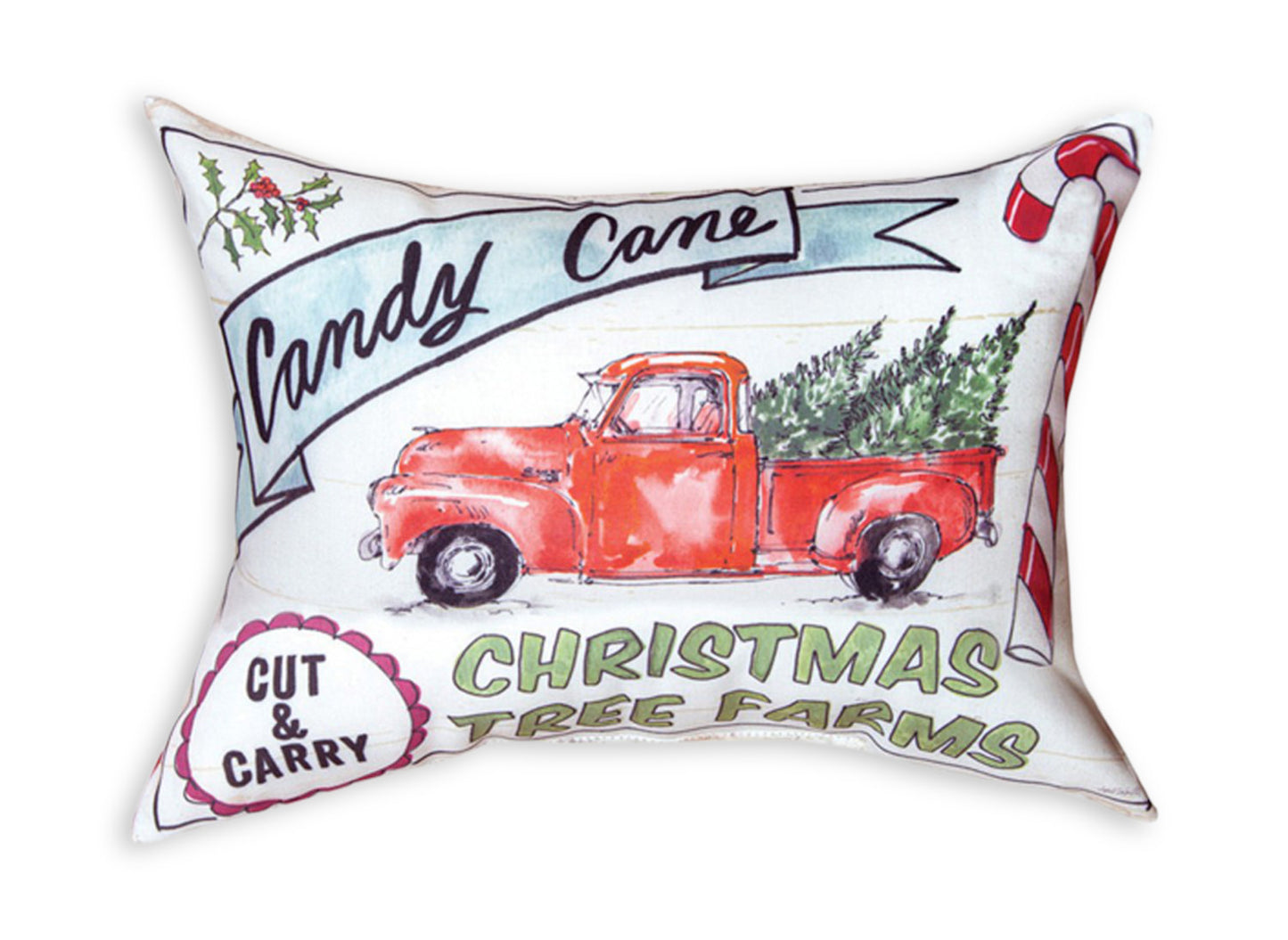 Candy Cane Christmas Tree Farms Pillow