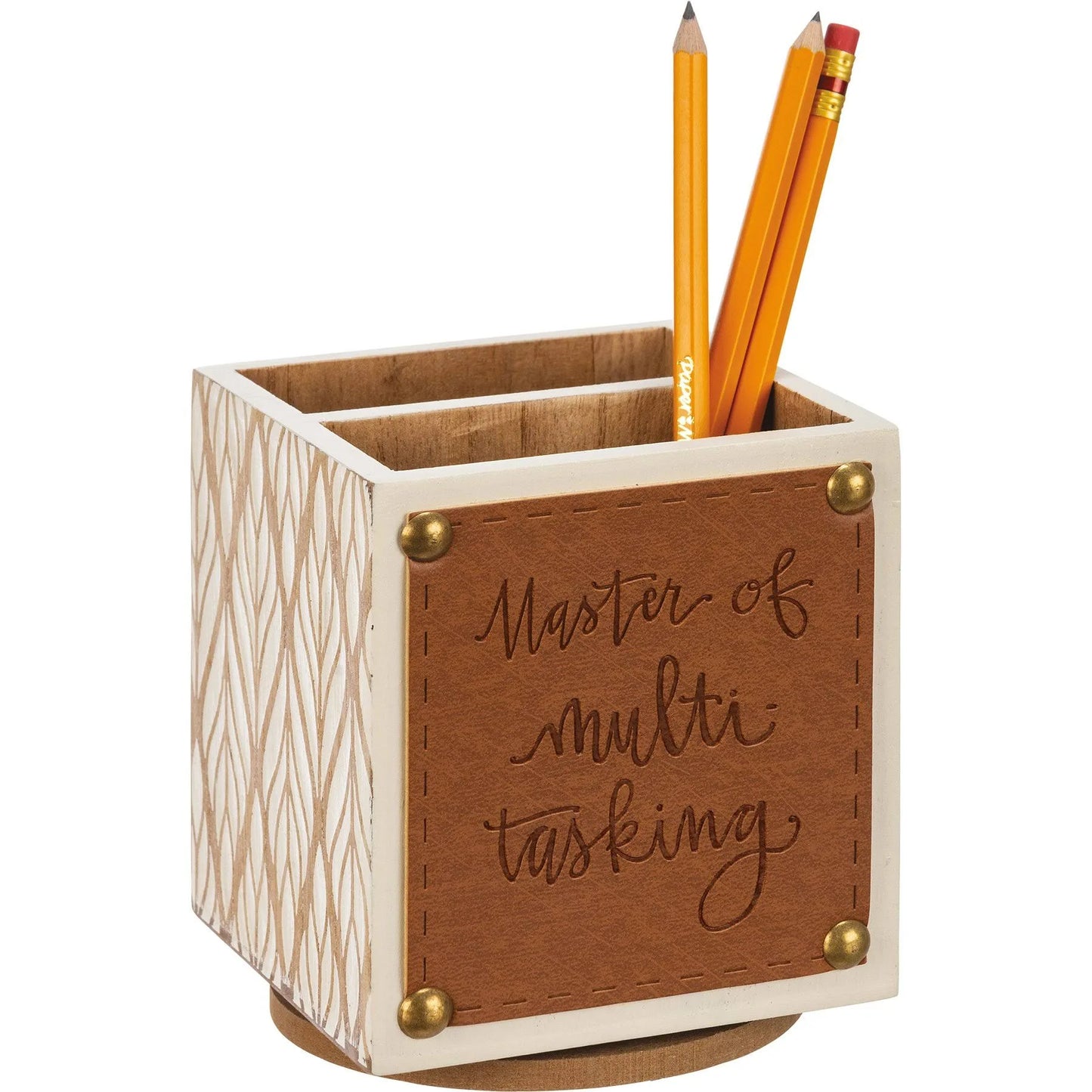 Master Of Multi Tasking Wood/Leather Pencil Spinner Box