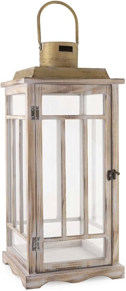 Linton Morris Light Wood & Gold Tone Lantern