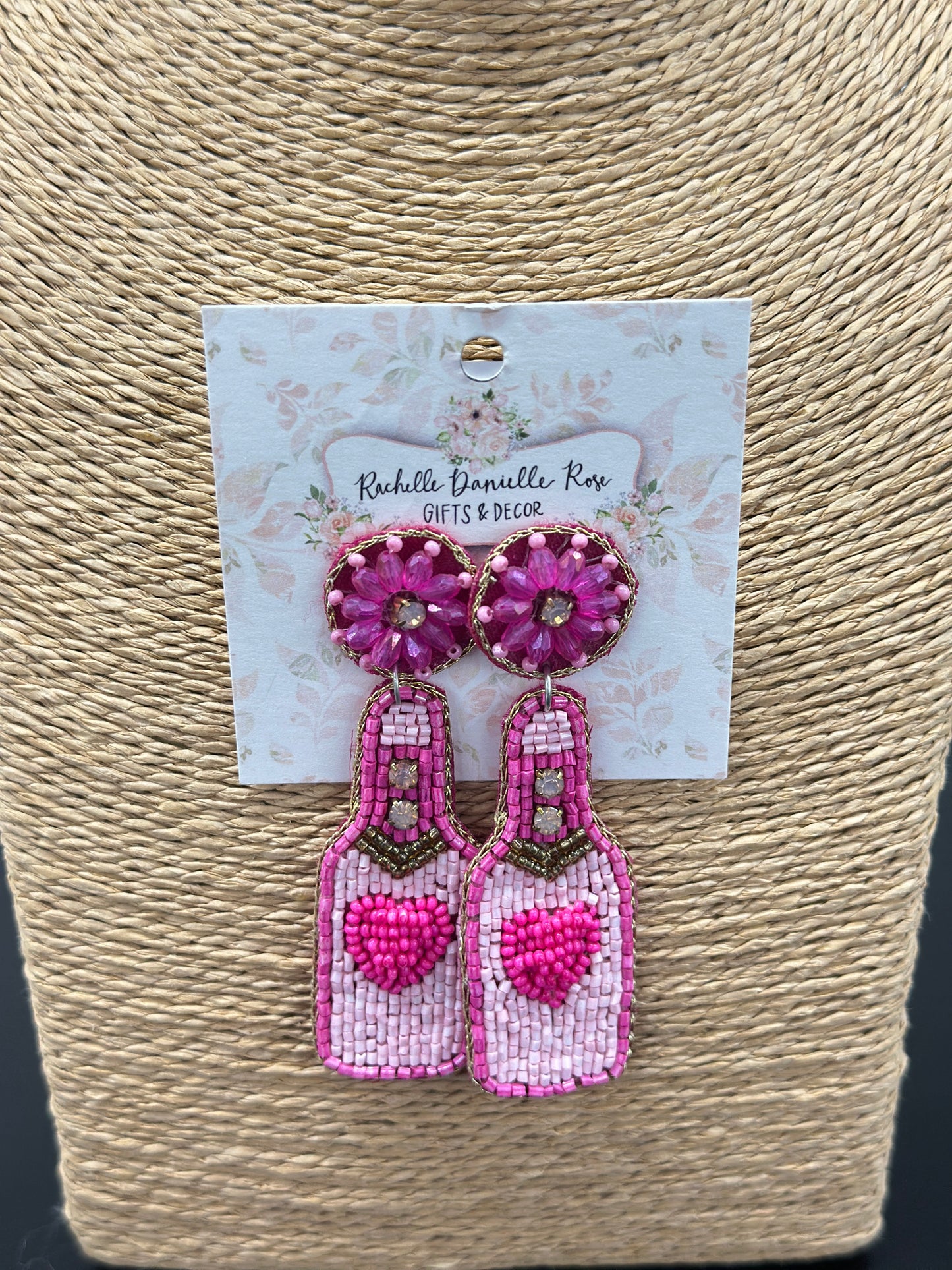 Pink Beaded Dangle Champagne Earring