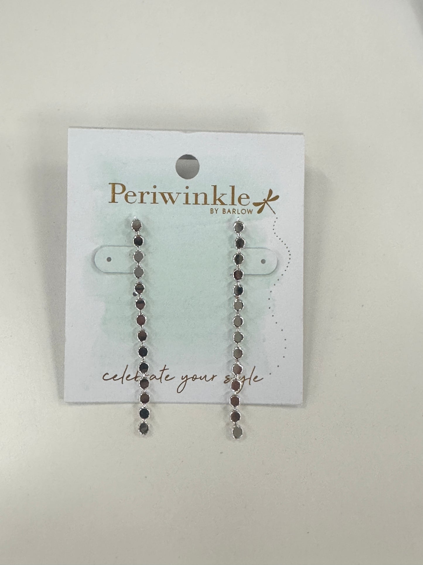 Silver Linear Small Solid Circle Drop Earrings