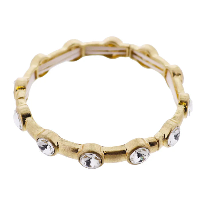Jane Marie Gold Large Crystal Artisan Stretch Bangle Bracelet