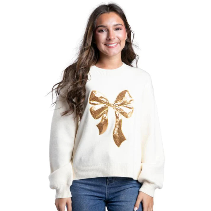 Tied with a Bow Cream Sweater
