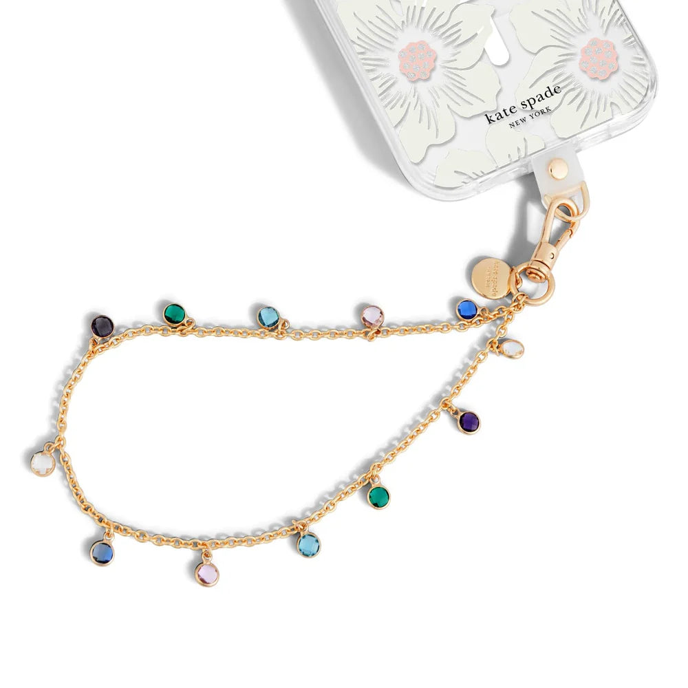 Case Mate Kate Spade Phone Charm Wrist Strap- Multi Color Gems High Shine