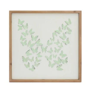 Stamped Metal Butterfly in Wood Frame Wall Decor