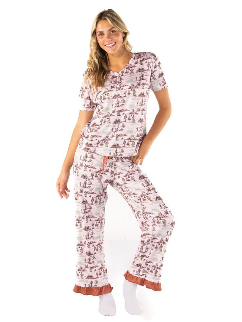 Simply Southern Pink PJ Set With Cactus Print