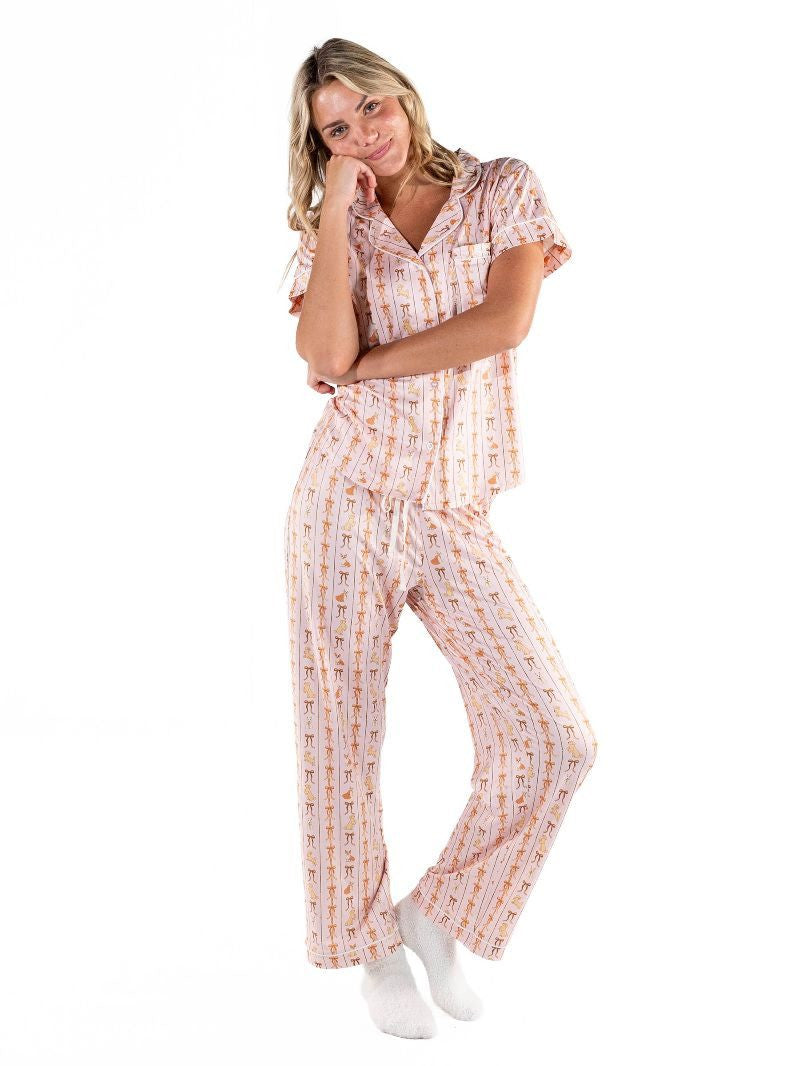 Simply Southern Pink PJ Set With Dogs & Bows Print