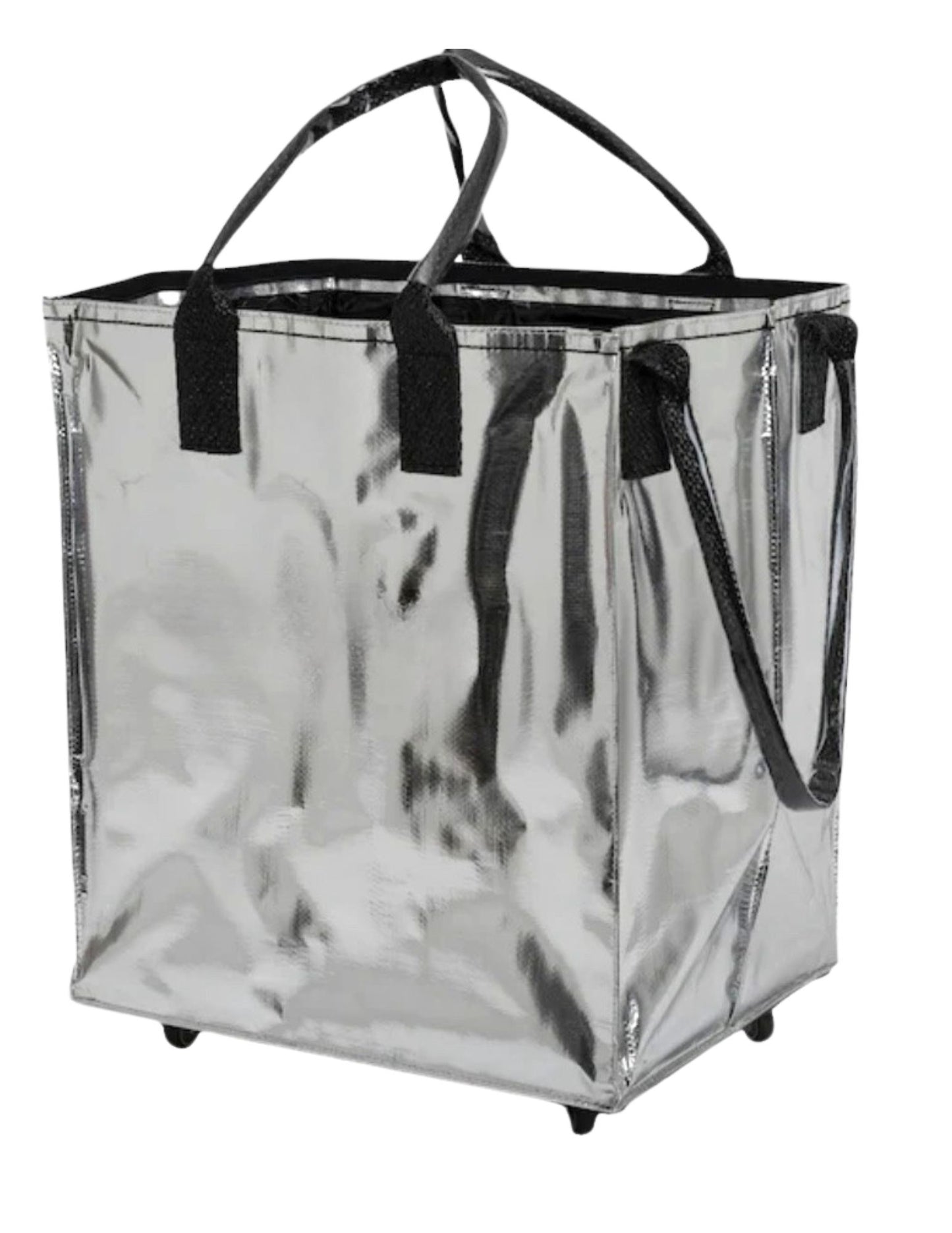 Large Rolling Tote Bag - Silver