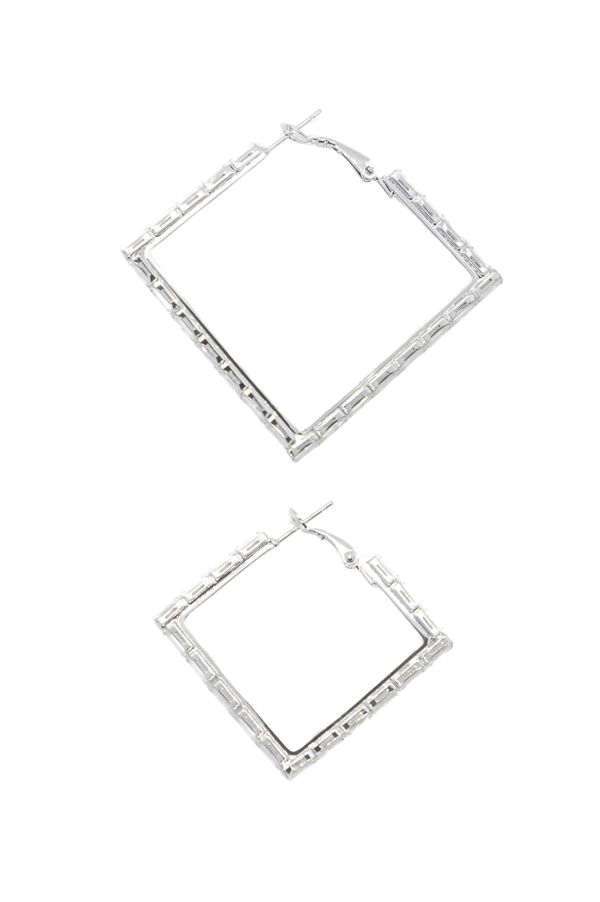 Southern Grace Large Gold or Silver and Crystal Square Hoops Earrings