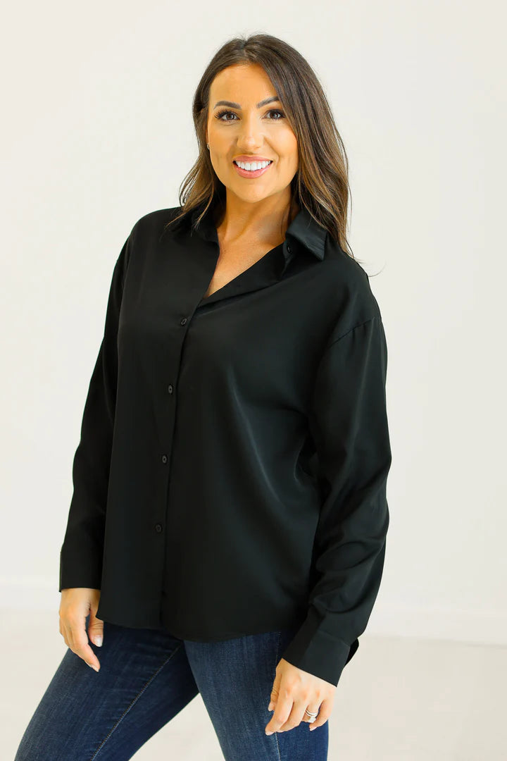 Southern Grace Kathryn Button-Up- Black