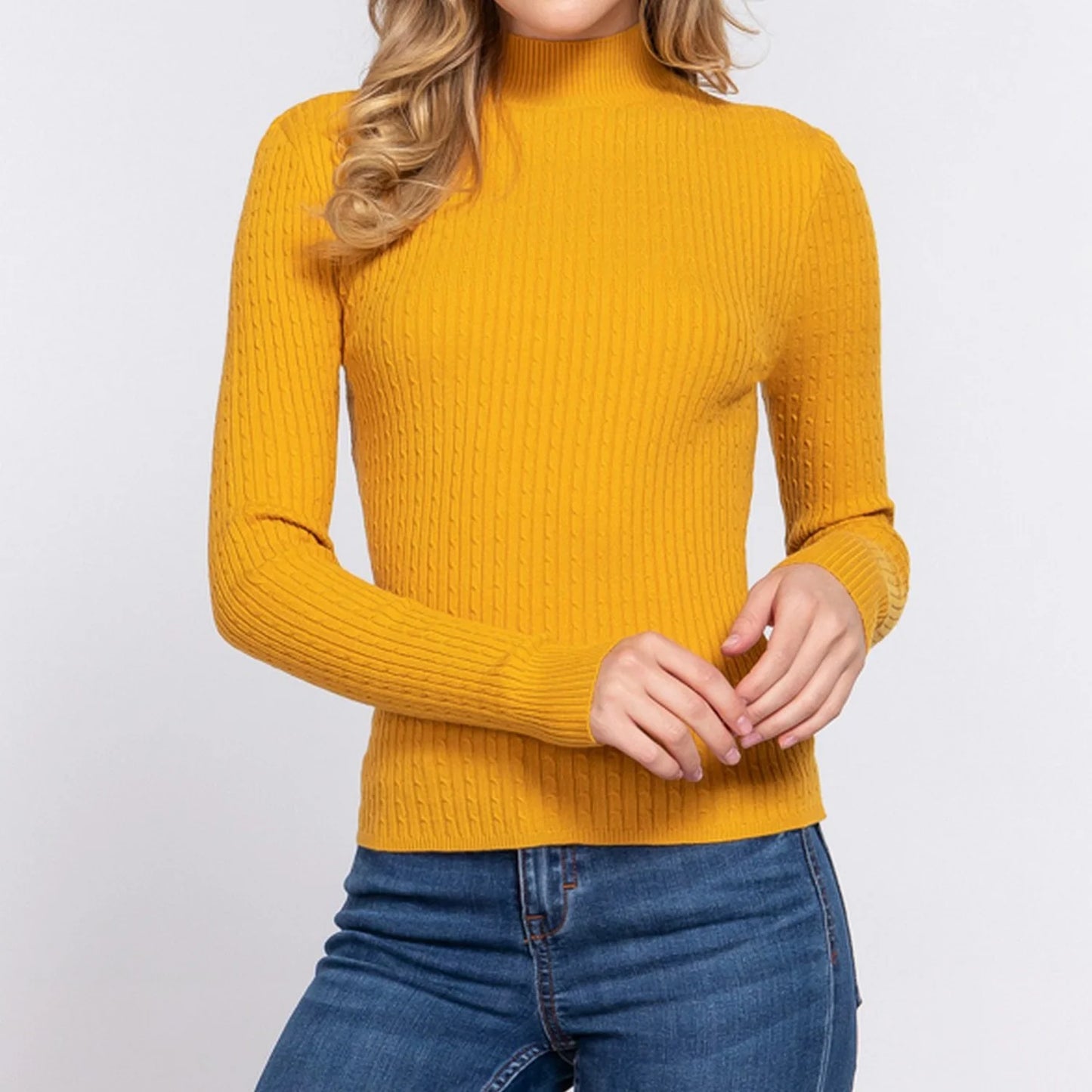 Mock Neck Ribbed Sweater