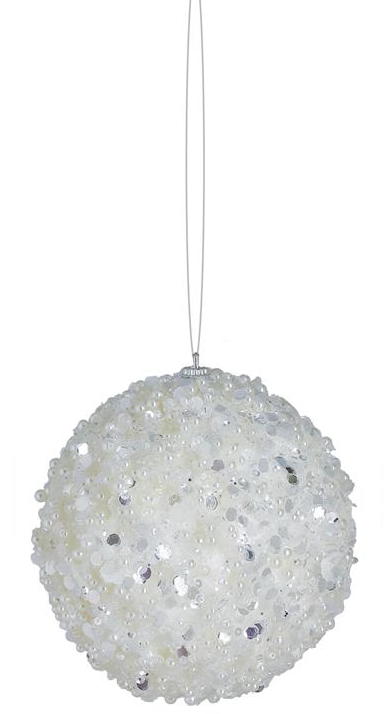 White Round Ornament With Pearls