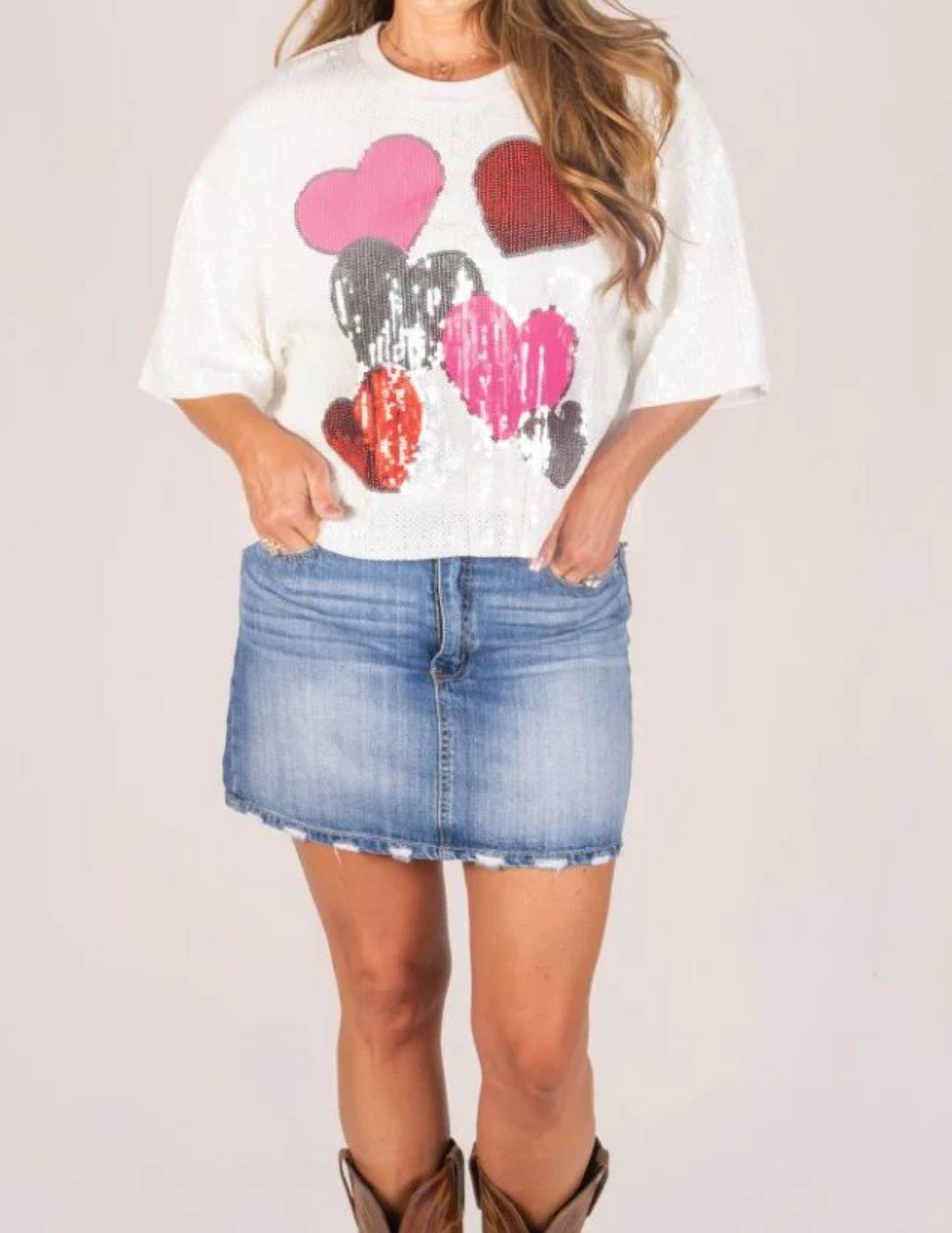 Simply Southern White Sequin Valentine Top