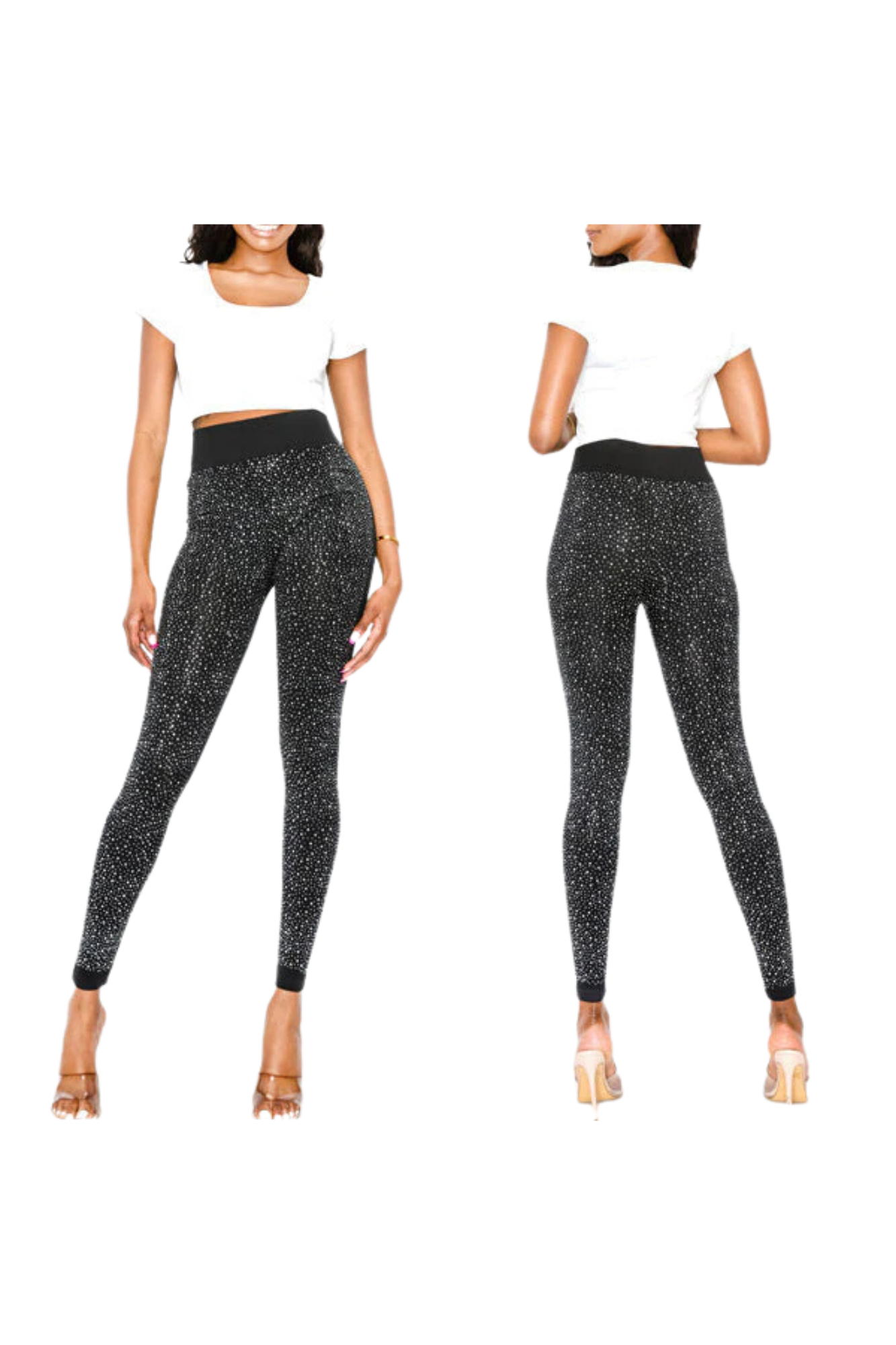 One Size Bling Bling Two Sided Rhinestone Leggings