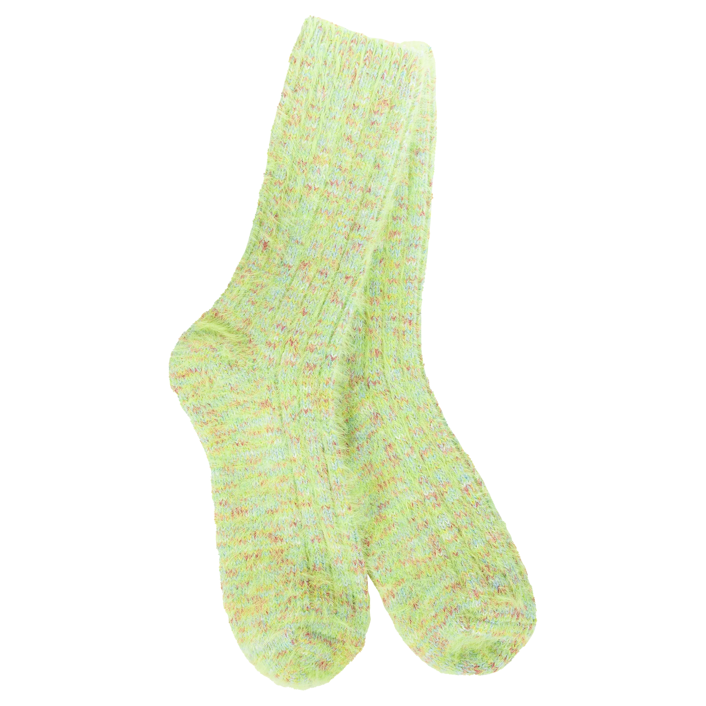 Worlds Softest Socks Weekend Collection Ragg Feather Crew Socks- Lemon Lime- 777