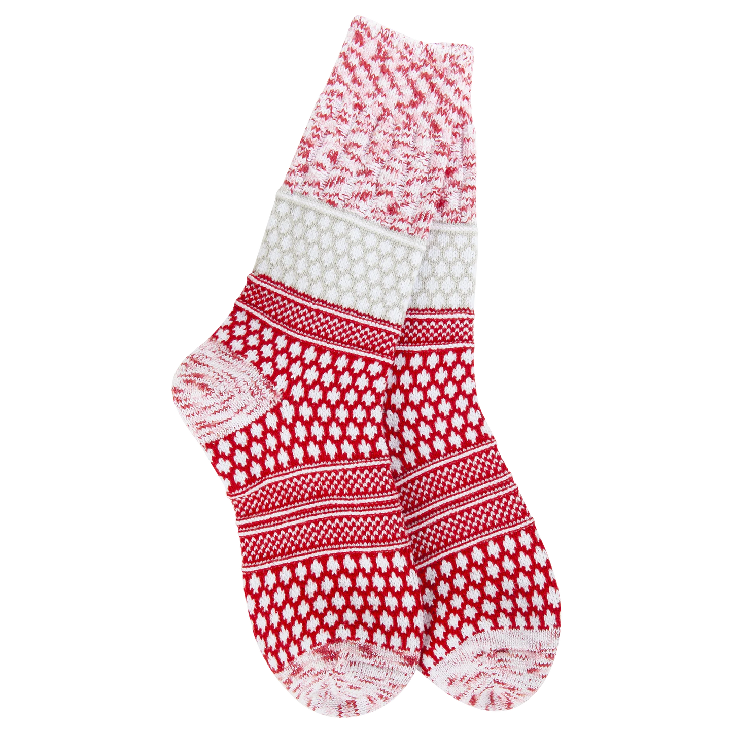 Weekend Collection Holiday Gallery Textured Crew- Peppermint Multi- 616