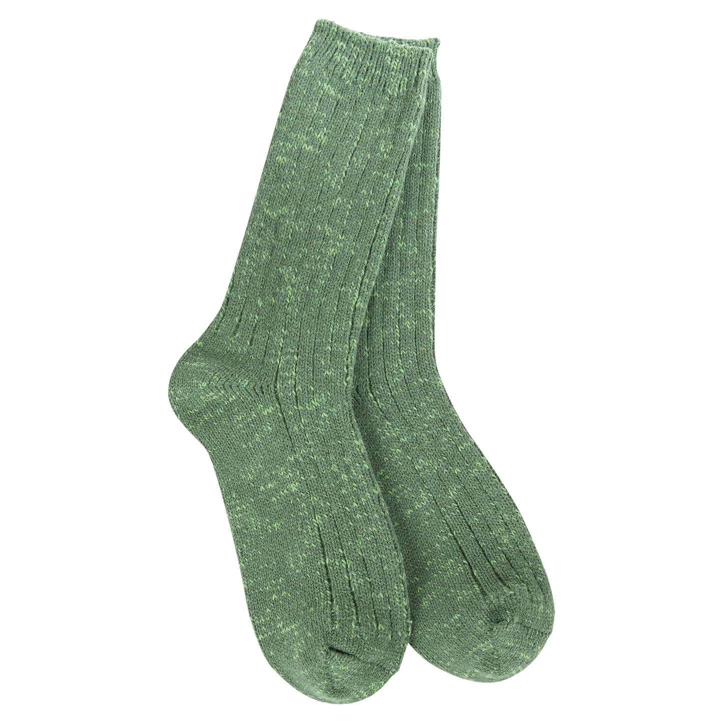 World's Softest Socks Weekend Cotton Slub Marled Crew- Ivy 333