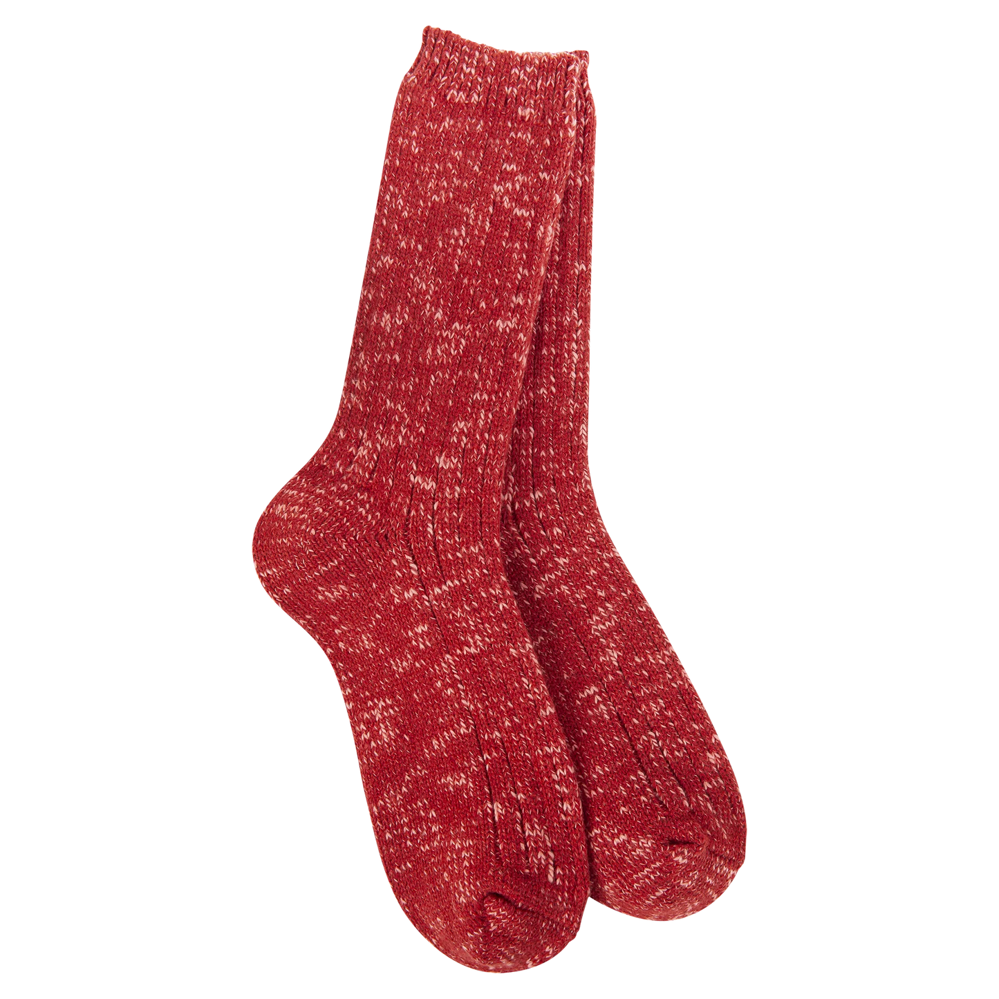 World's Softest Socks Weekend Cotton Slub Marled Crew- Strawberry