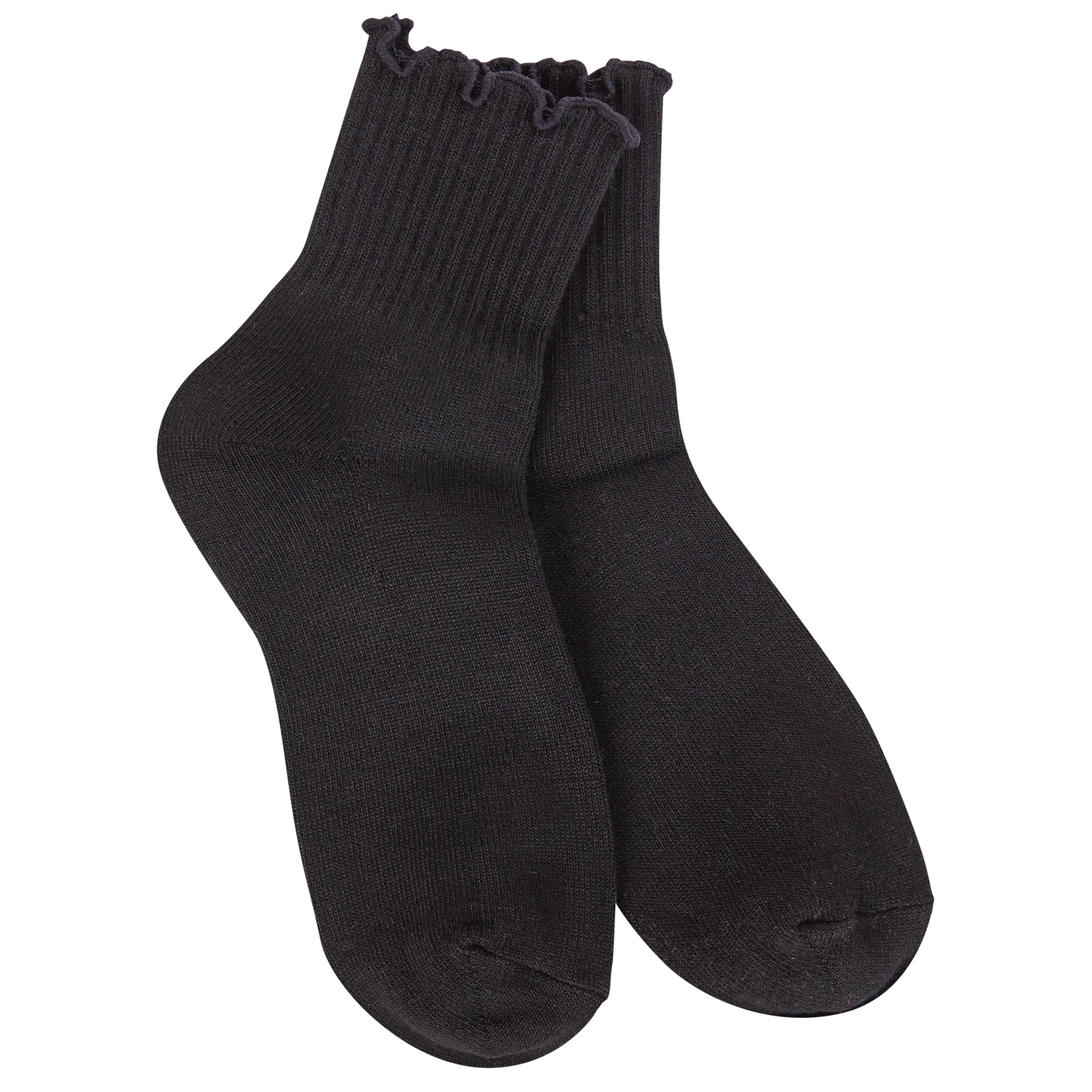 World's Softest Socks Weekend Quarter Ruffle- Black- 000