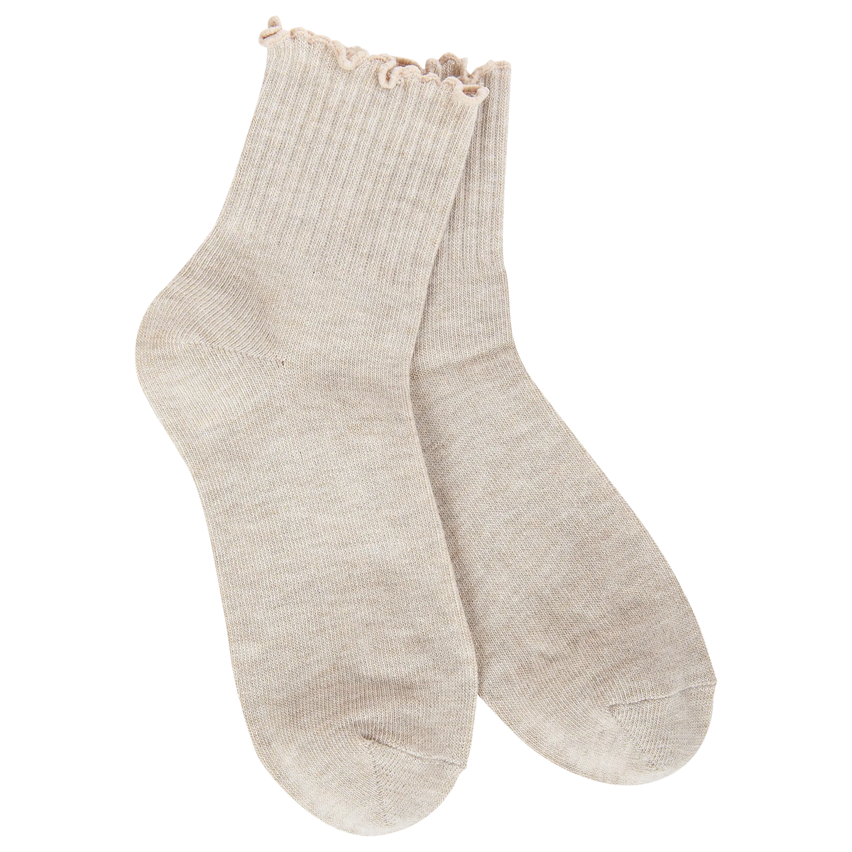 World's Softest Socks Weekend Quarter Ruffle- Heather Oatmeal- 222