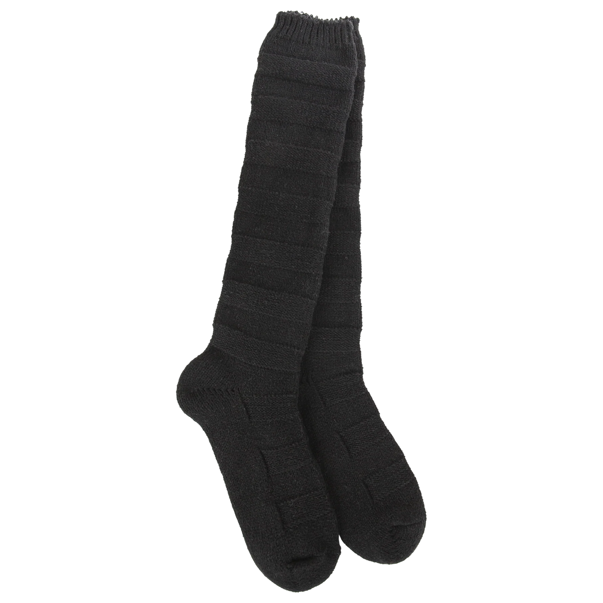 World's Softest Socks Weekend Solid Stripe Knee High- Black- 000