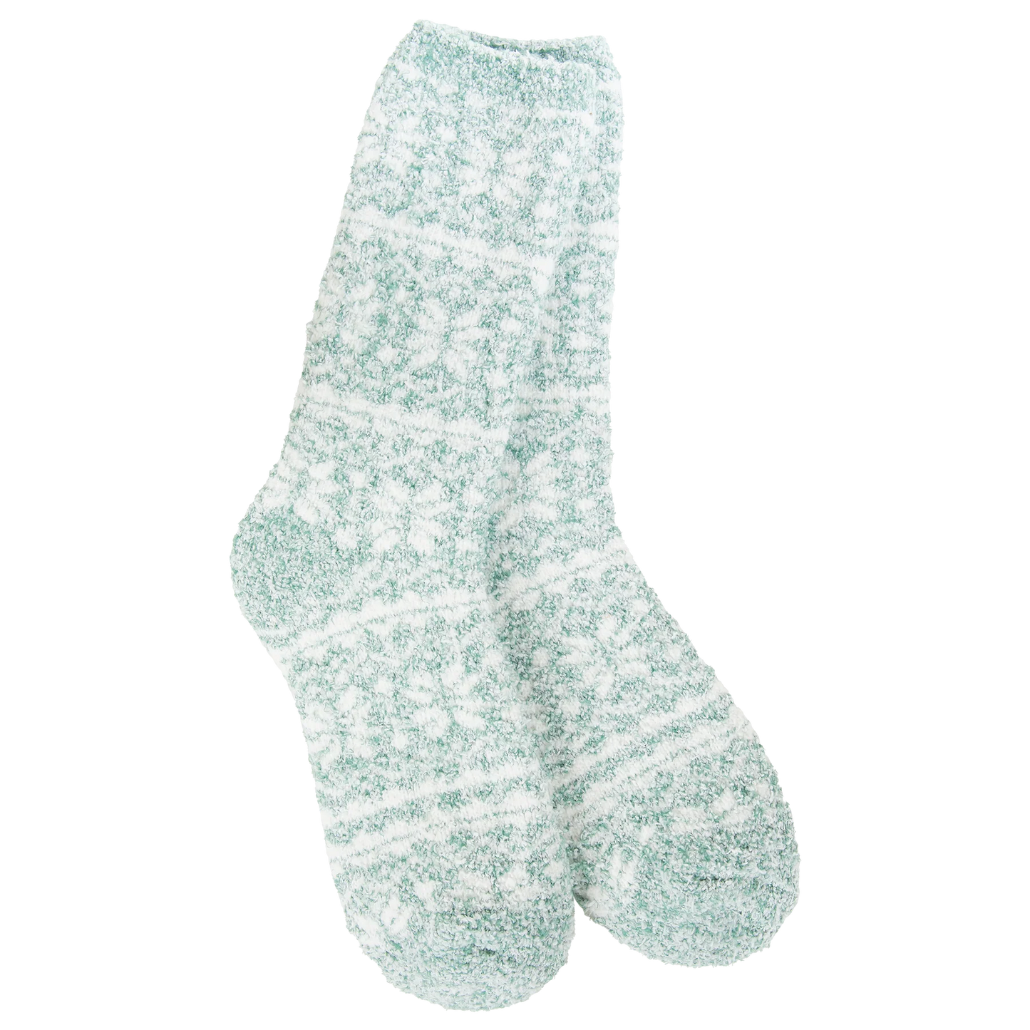 Worlds Softest Socks Cozy Collection Winter Crew Sock- Fair Isle Green- 399