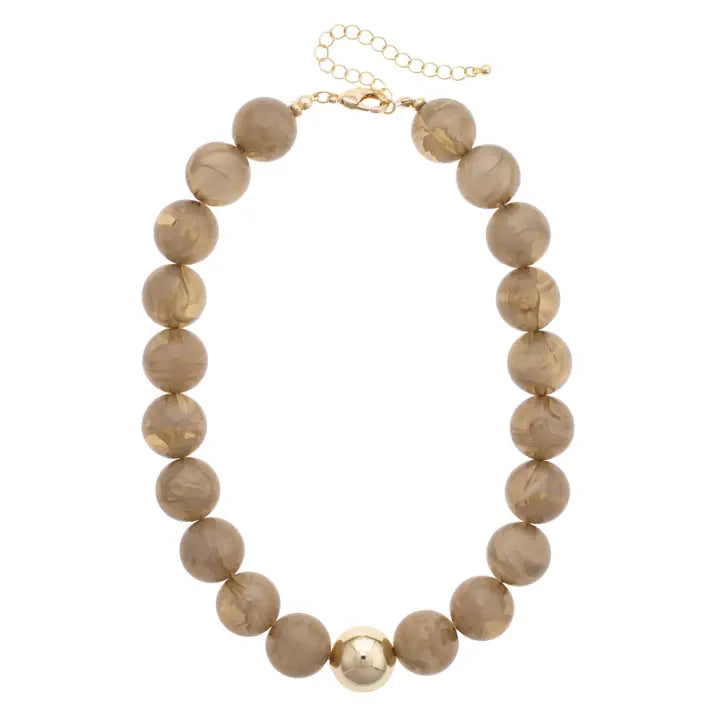 Canvas Marjorie Fall Beaded Necklace- Smokey Taupe