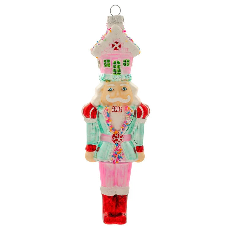 Candy Nutcracker Glass Ornament