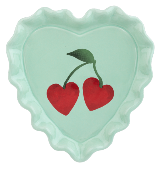 Heart Shaped Trinket Dish With Cherries