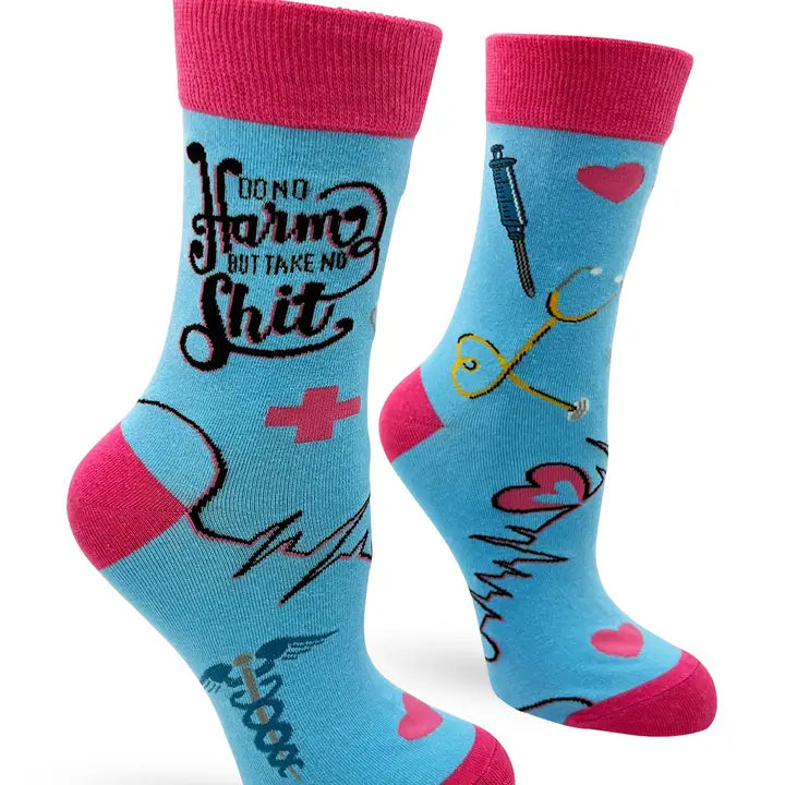 Do No Harm But Take No Shit Women's Crew Socks