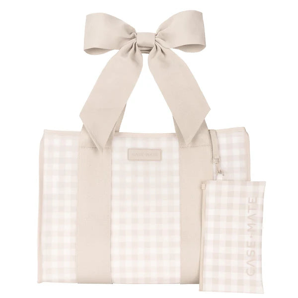 Case-Mate Jelly Tote Bag- Latte Gingham With Bow