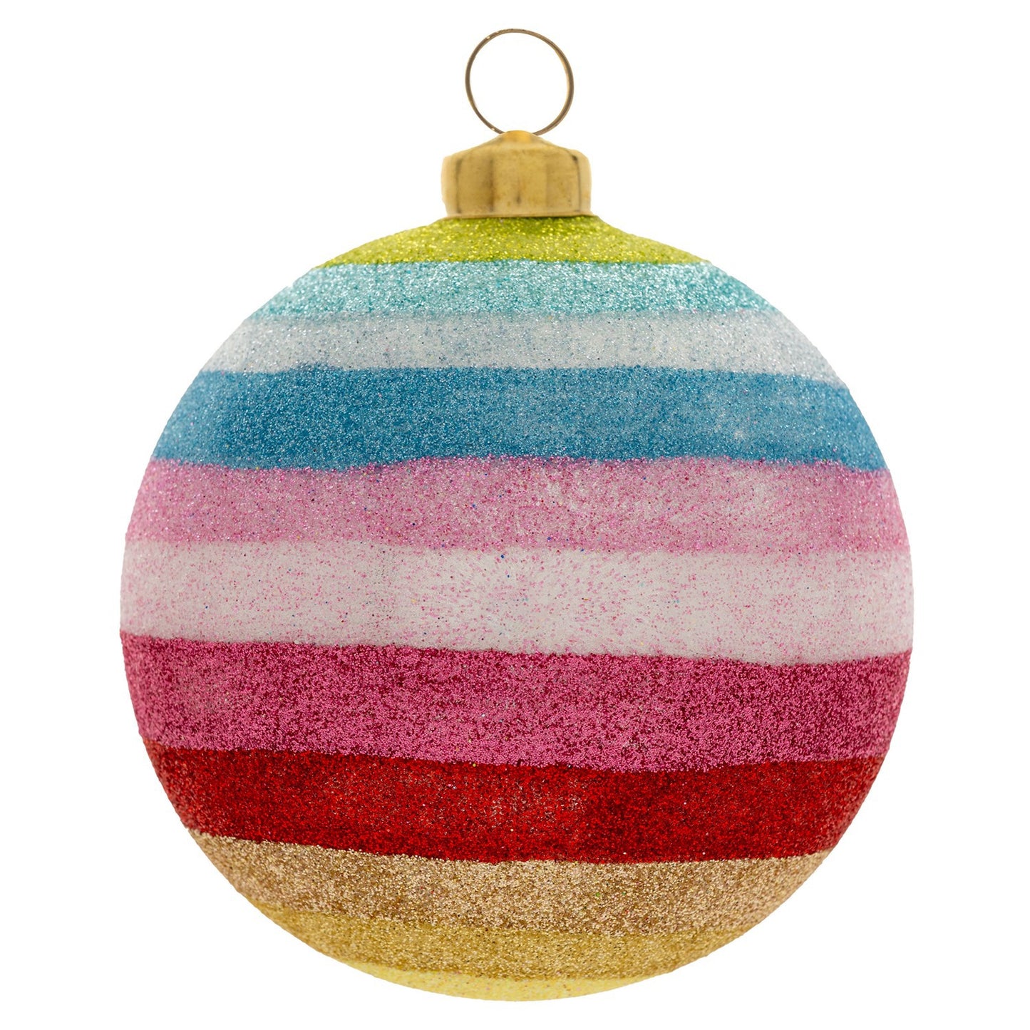 Rainbow Stripe Glass Ball Ornament