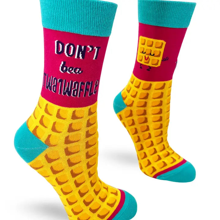 Ladies' Crew Socks with Saying "Don't Be A Twatwaffle"