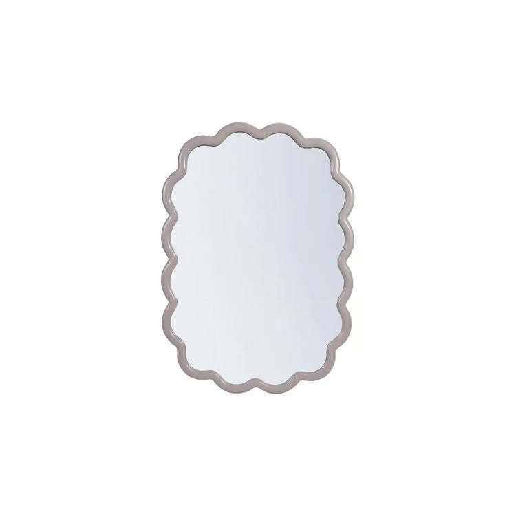 25" Gray Oval Scalloped Wall Mirror