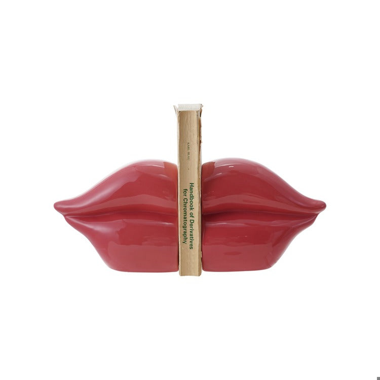 Hazel Mazel Pink Stoneware Lip Bookends