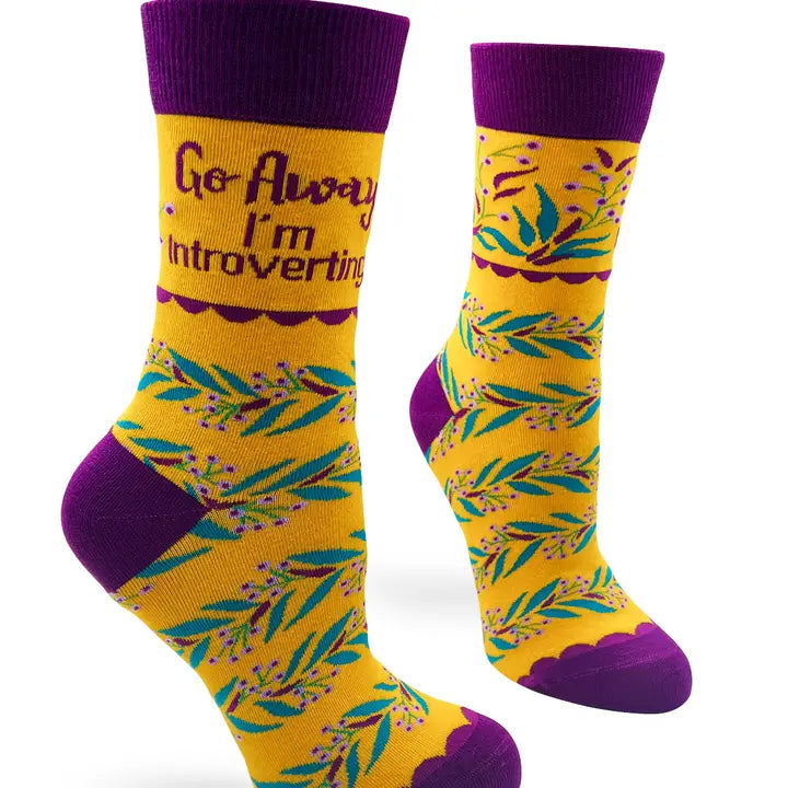 Go Away I'm Introverting Women's Novelty Crew Socks