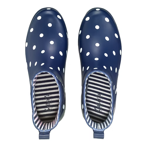 Navy-Polka Dots Chelsea Rainboots