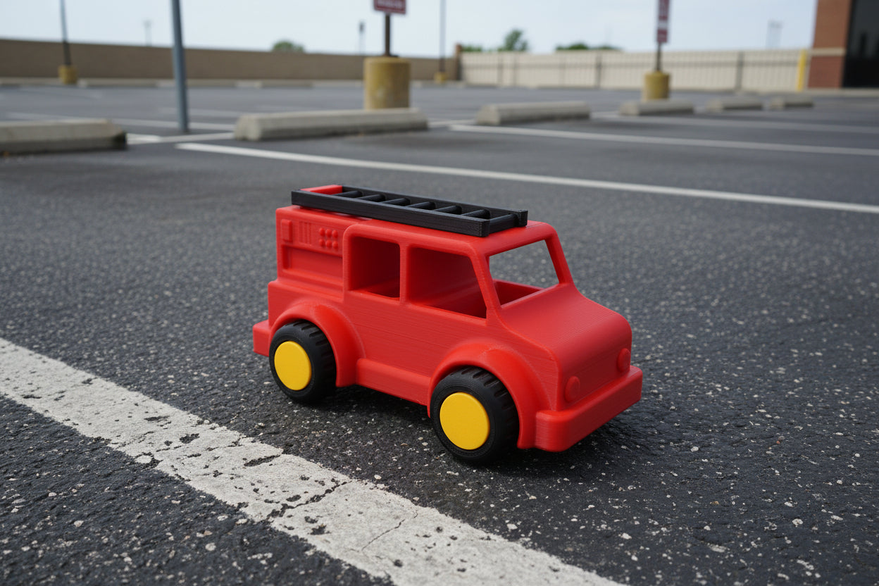 3D Printed Fire Truck Toy with Folding Ladder