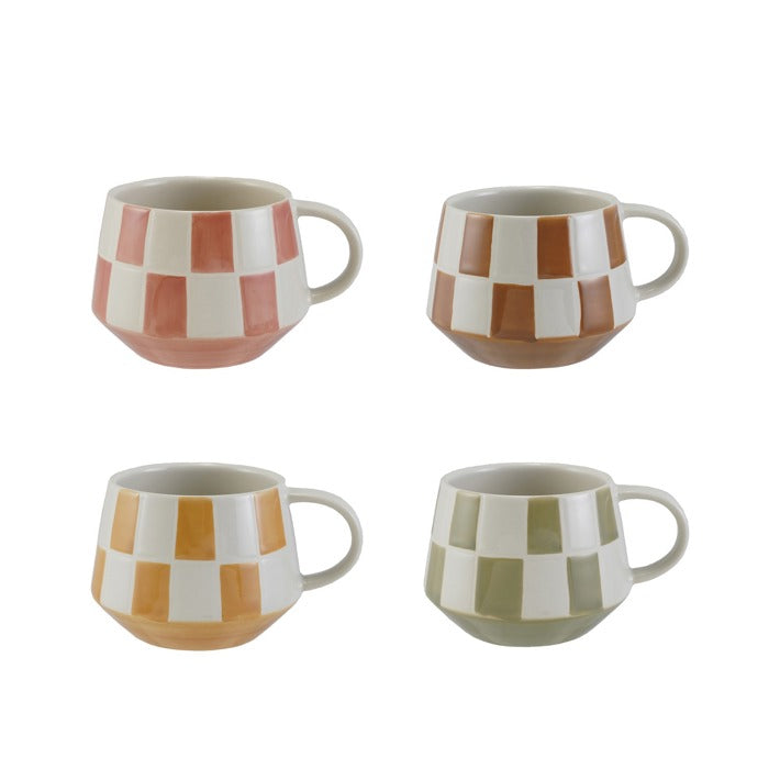 Hazel Mazel Round Checkered Stoneware Mug