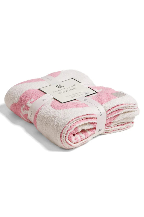 Pink Candy Heart Patterned Blanket
