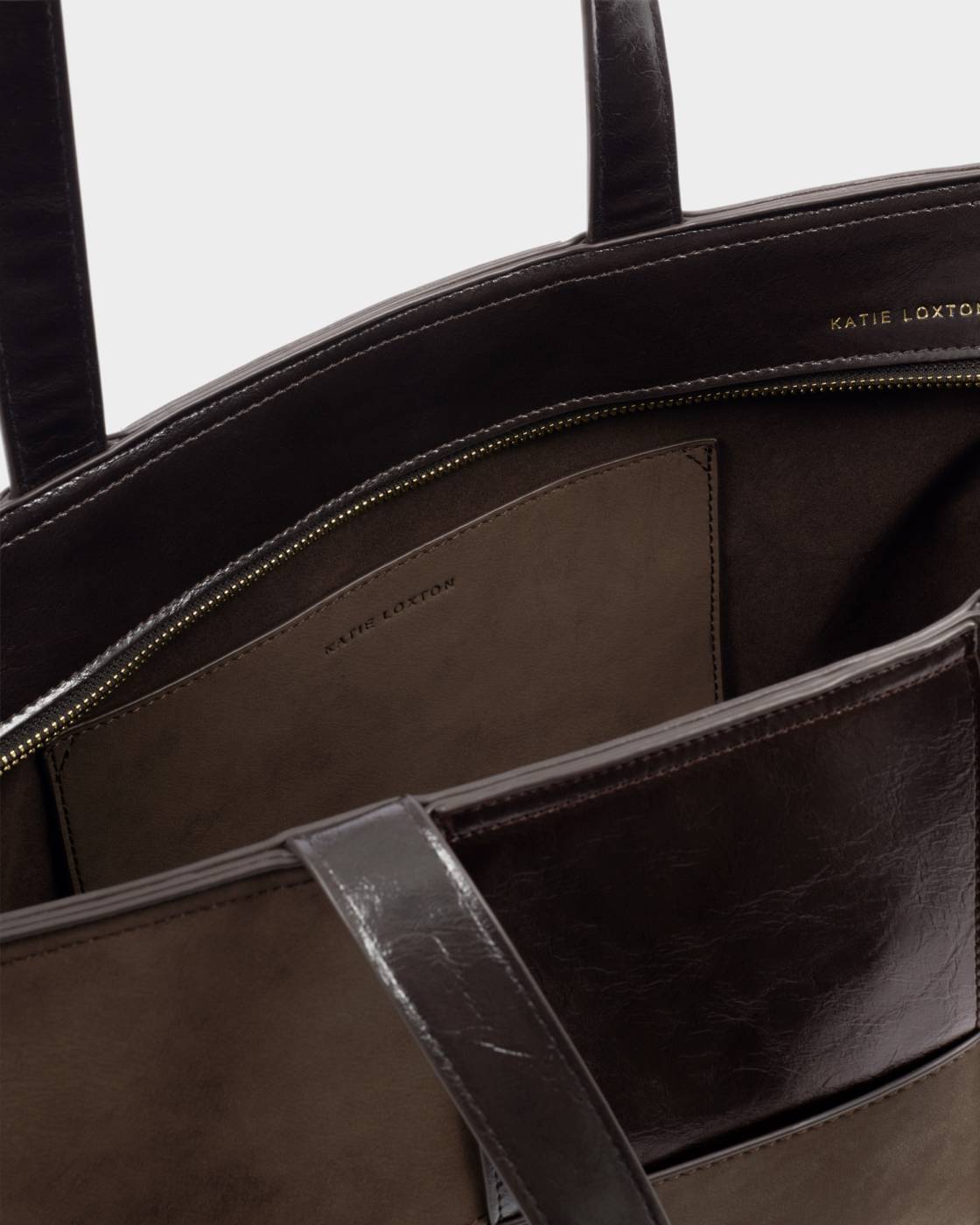 Katie Loxton Taya Hand Woven Suedette Tote Bag- Bitter Chocolate