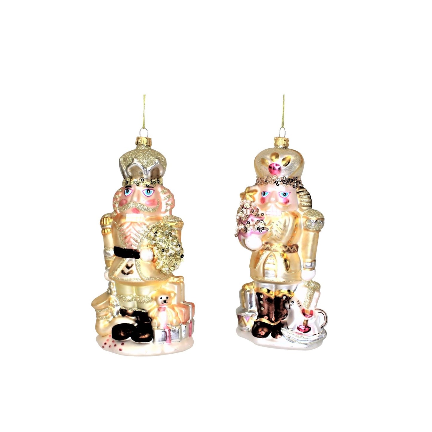 Blush Nutcracker Blown Glass Ornament