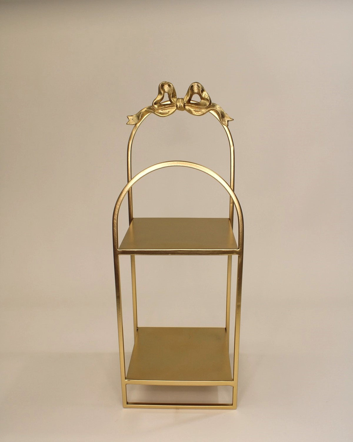 Gold Metal Bow 2-Tier Tabletop Shelf
