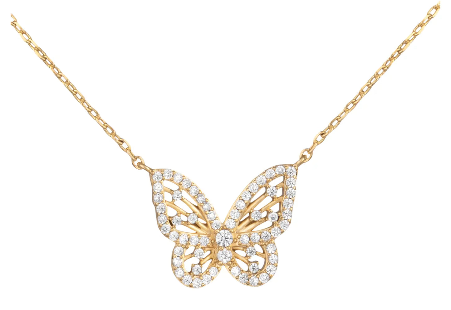 Delicate Cubic Zirconia Butterfly Gold Necklace