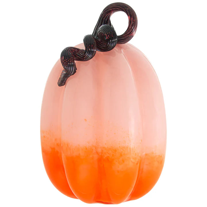 Ombre Pink and Orange Glass Pumpkin