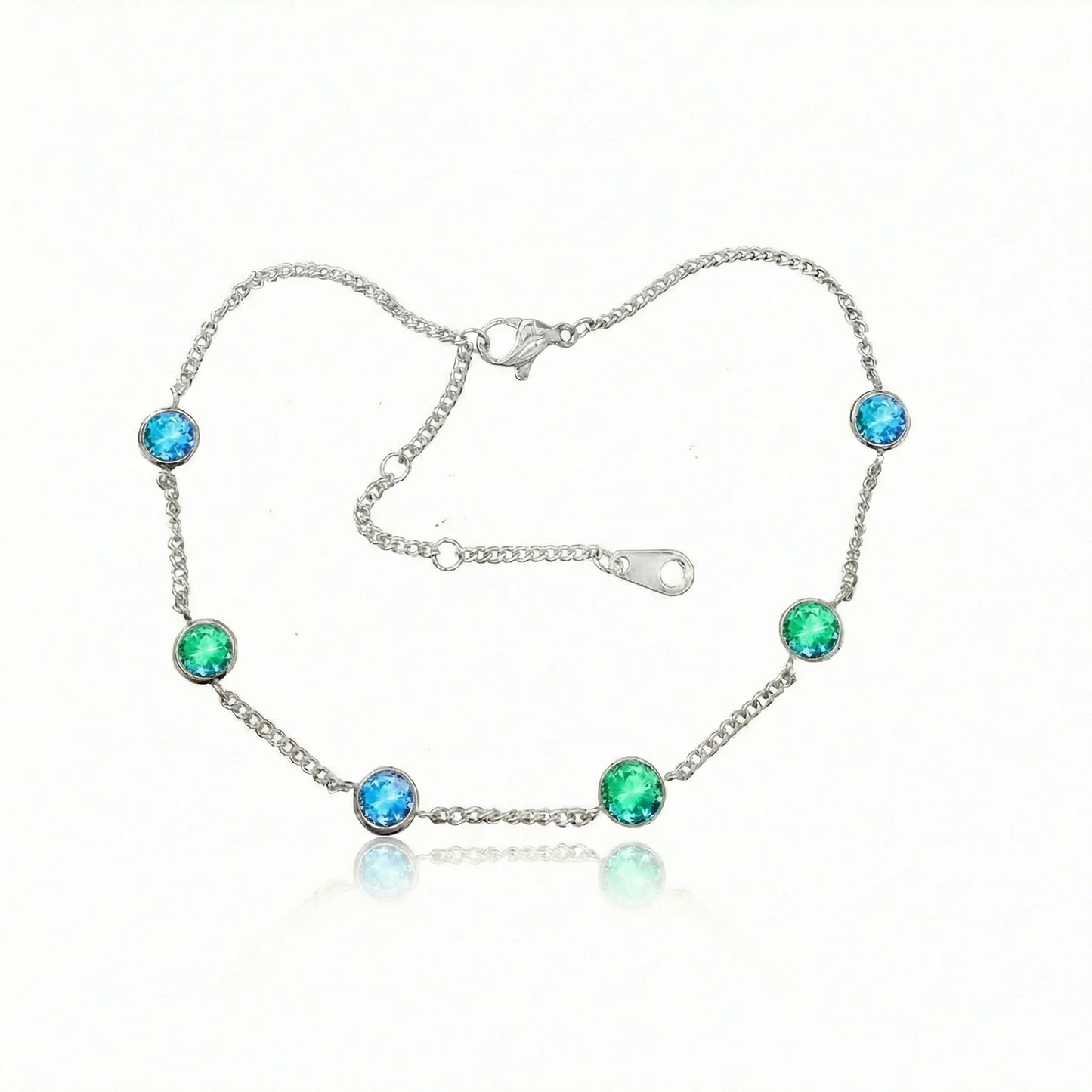 Aurora Crystal Jewelry Multi Stone Bracelet- Blue/Green