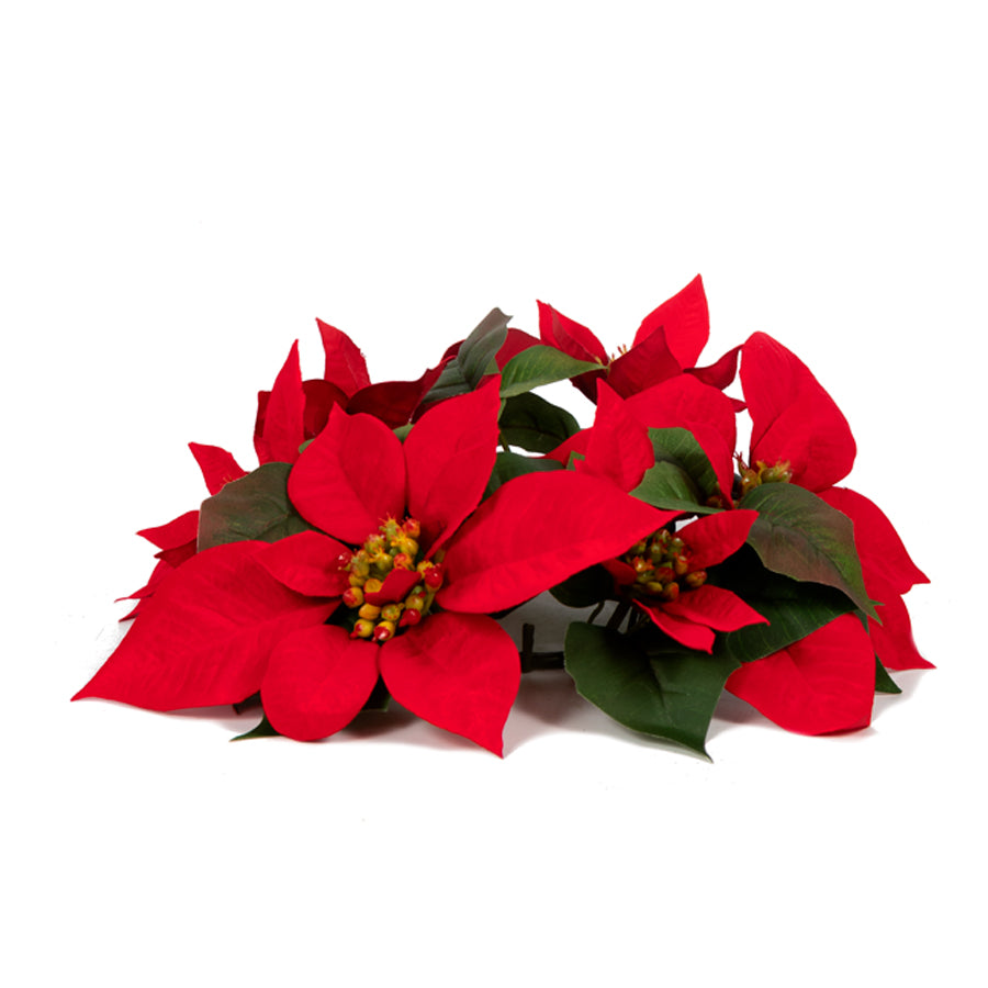 3" Red Poinsettia Circle Wreath
