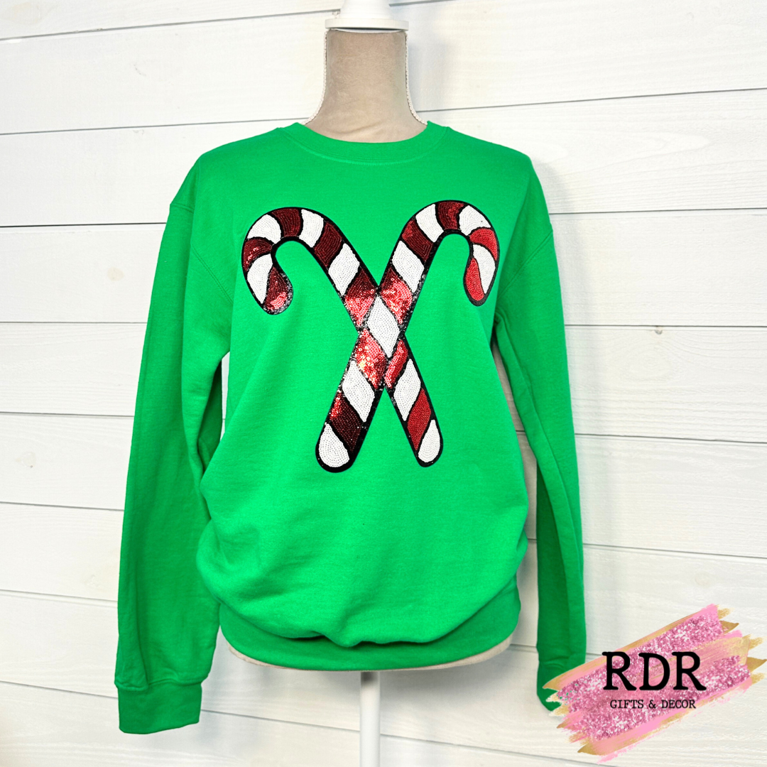 Candy Cane Chenille Patch Crewneck Sweatshirt